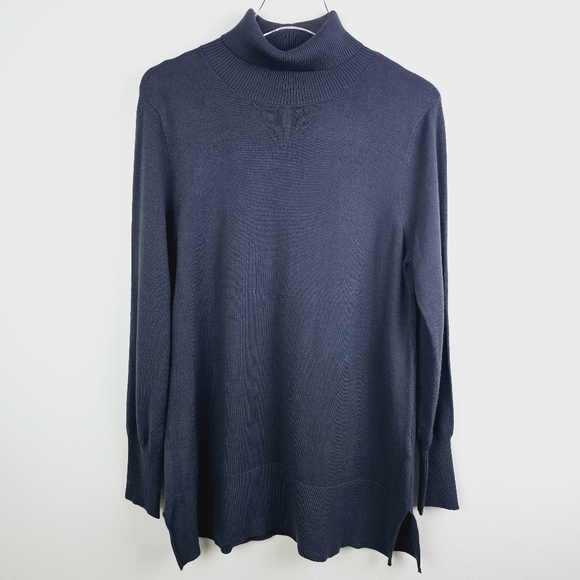 Soft Surroundings Blue-ish Gray Turtleneck Tunic Top NWT - Picture 1 of 8